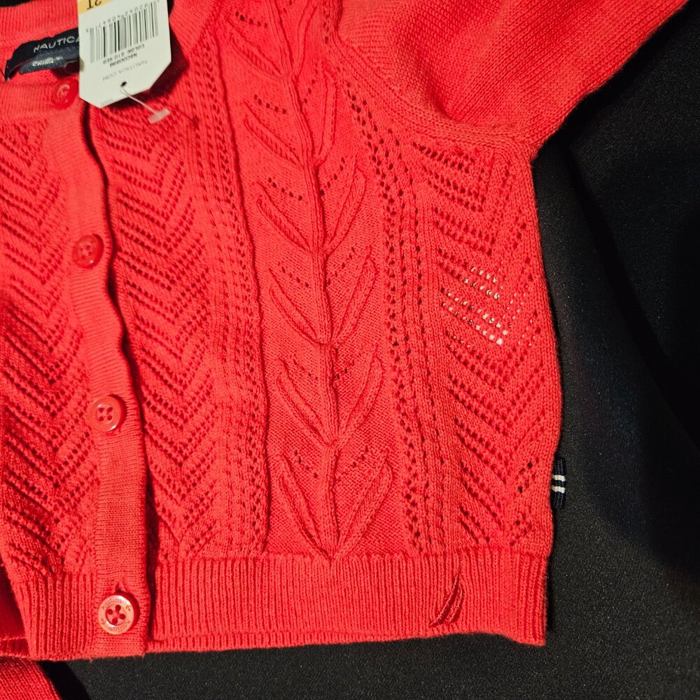 NAUTICA Toddler Girls’ Cardigan – Size 2T – 100% Cotton – Watermelon Pink - Picture 6 of 7